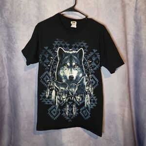 Fruit Of The Loom Wolf Dreamcatcher Graphic Tee